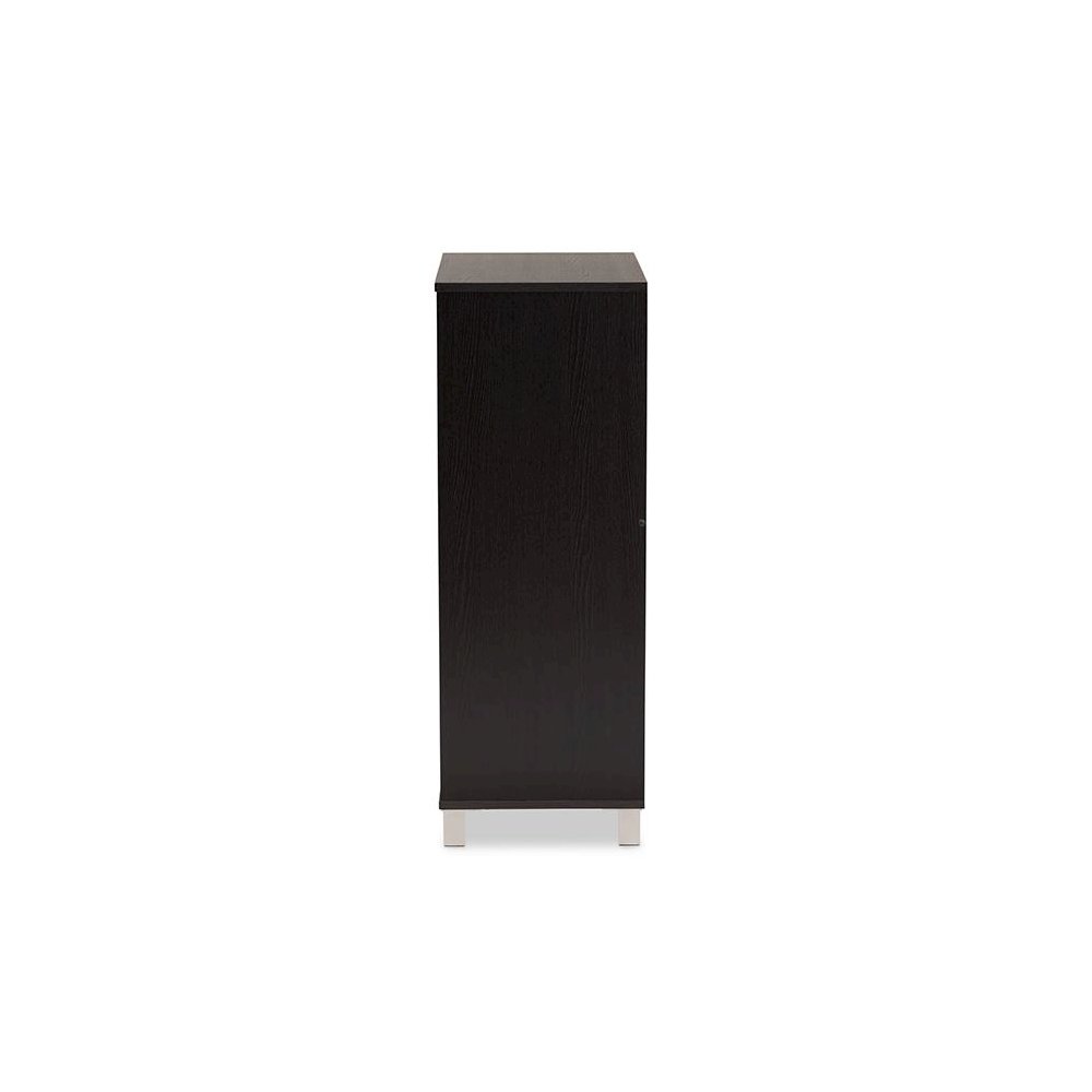 Dark Brown Finished Wood 2-Door Shoe Storage Cabinet. Picture 4