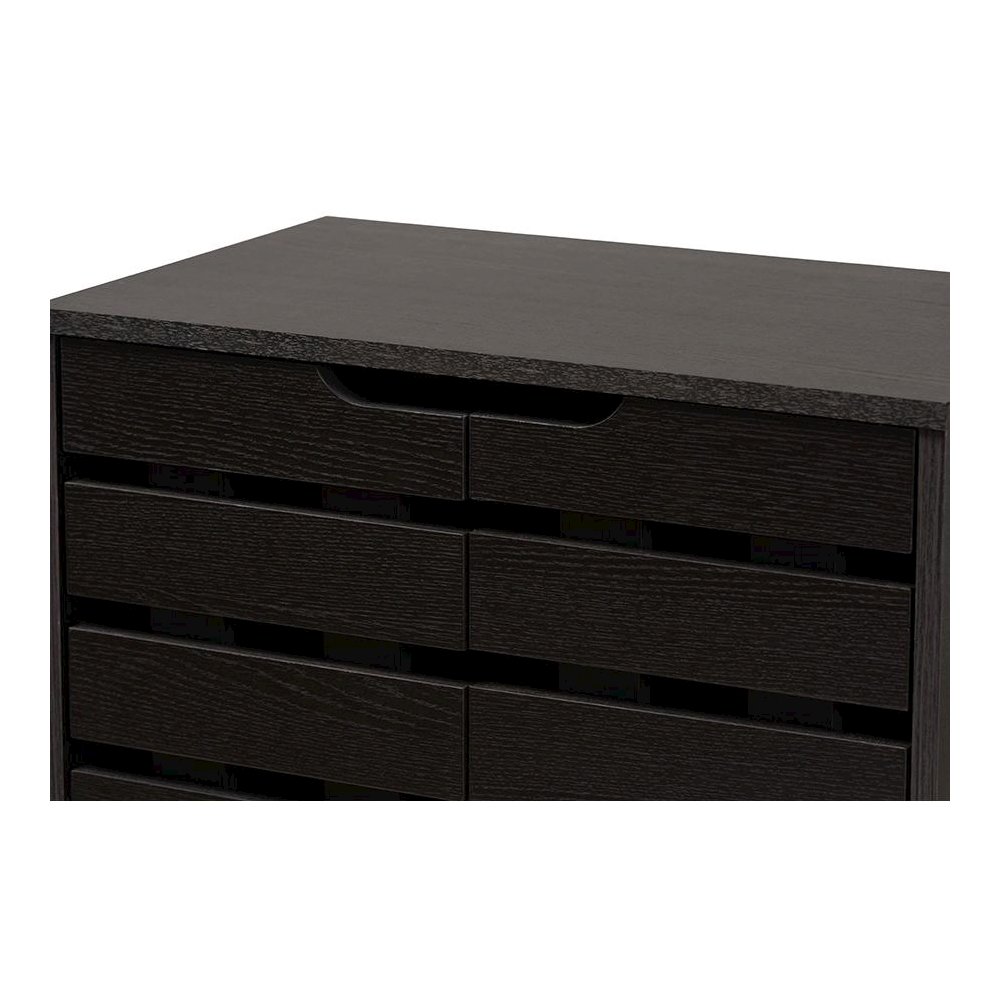 Dark Brown Finished Wood 2-Door Shoe Storage Cabinet. Picture 5