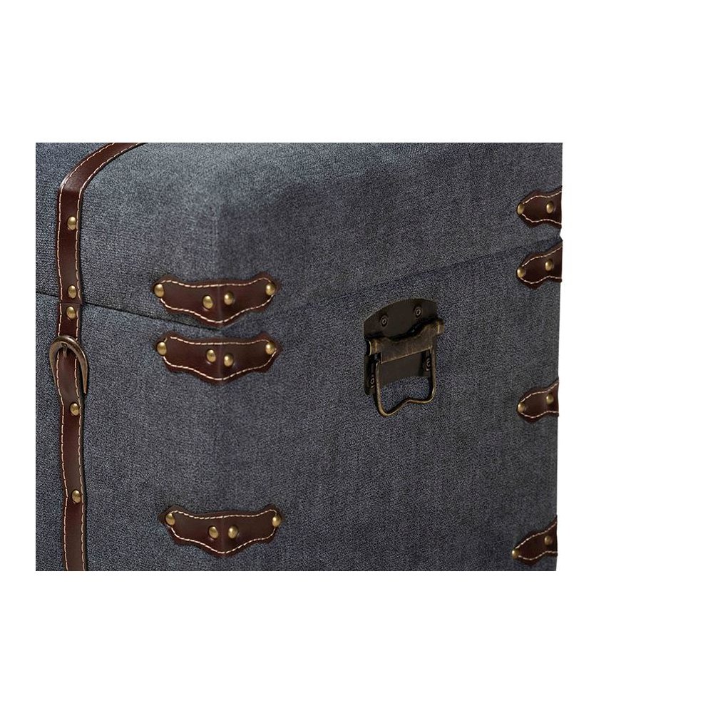 Transitional Grey Fabric Upholstered Storage Trunk Ottoman. Picture 7