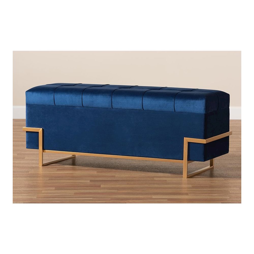 Gold Metal Finished Storage Ottoman. Picture 10