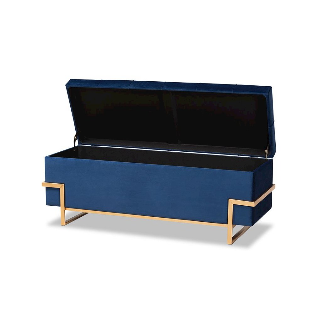 Gold Metal Finished Storage Ottoman. Picture 2