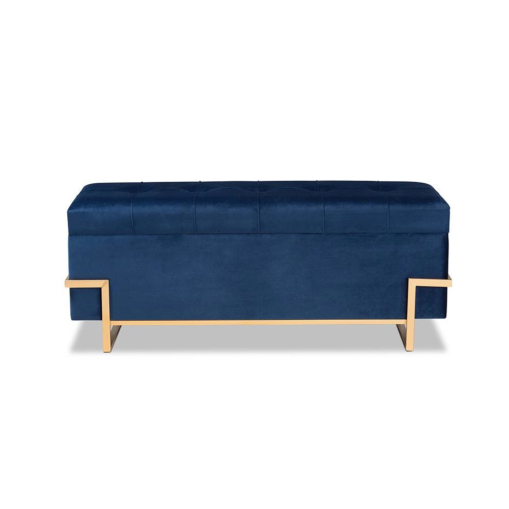 Gold Metal Finished Storage Ottoman. Picture 3