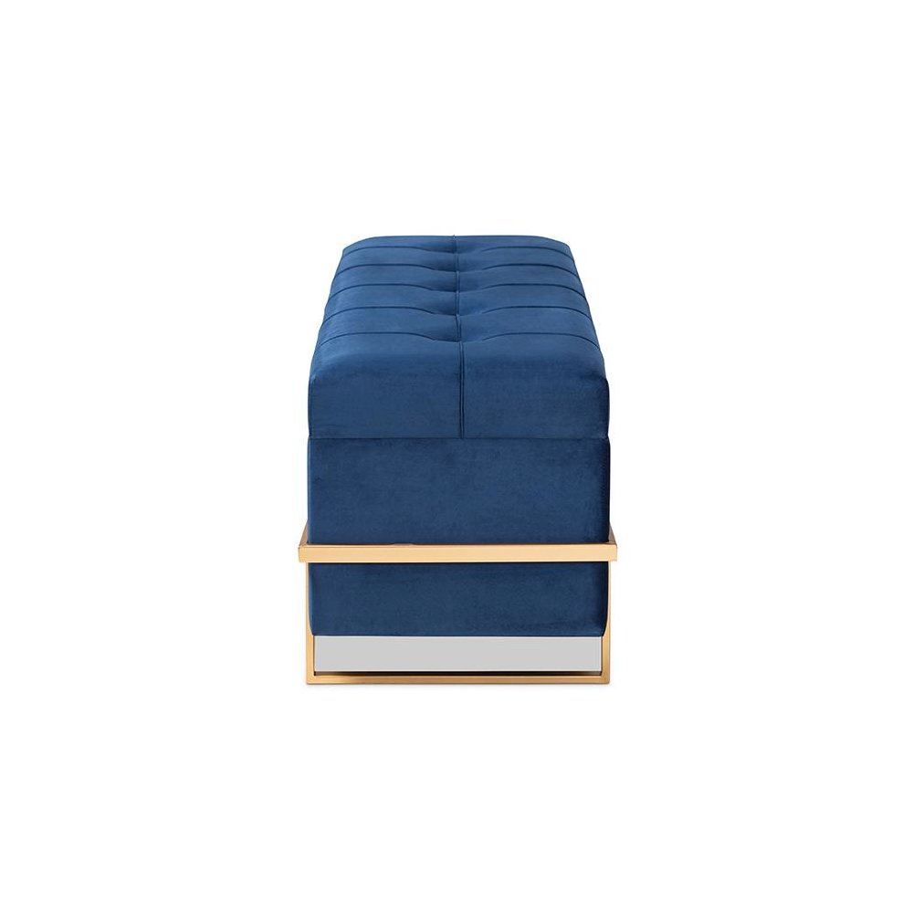 Gold Metal Finished Storage Ottoman. Picture 4