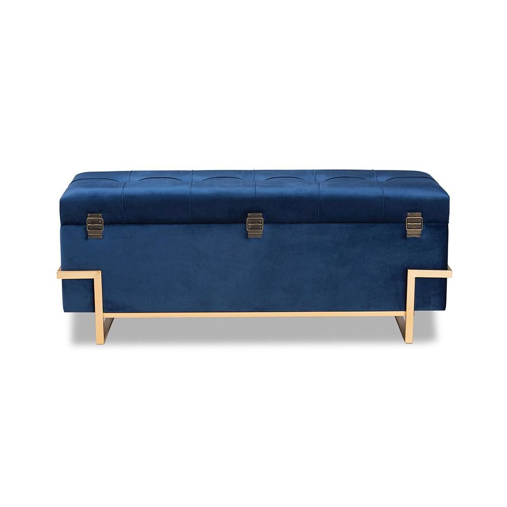 Gold Metal Finished Storage Ottoman. Picture 5