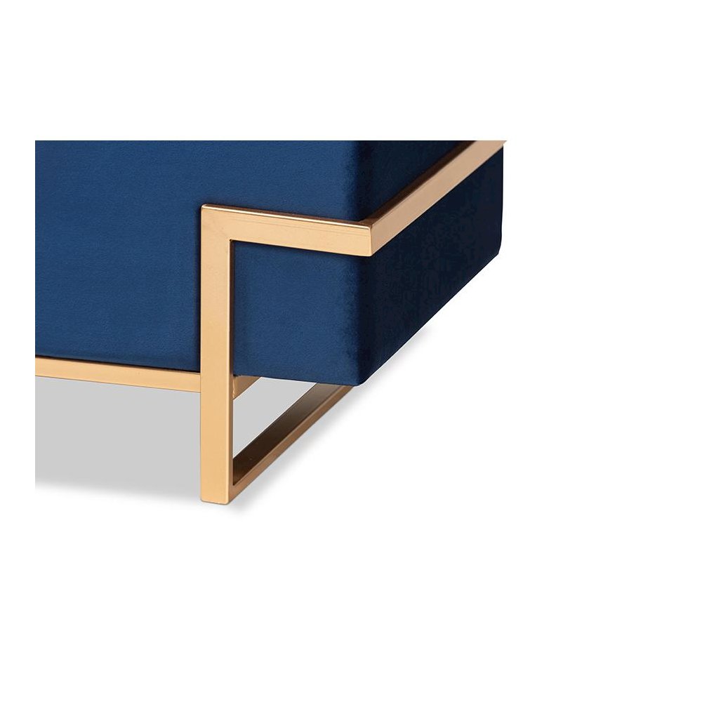 Gold Metal Finished Storage Ottoman. Picture 6