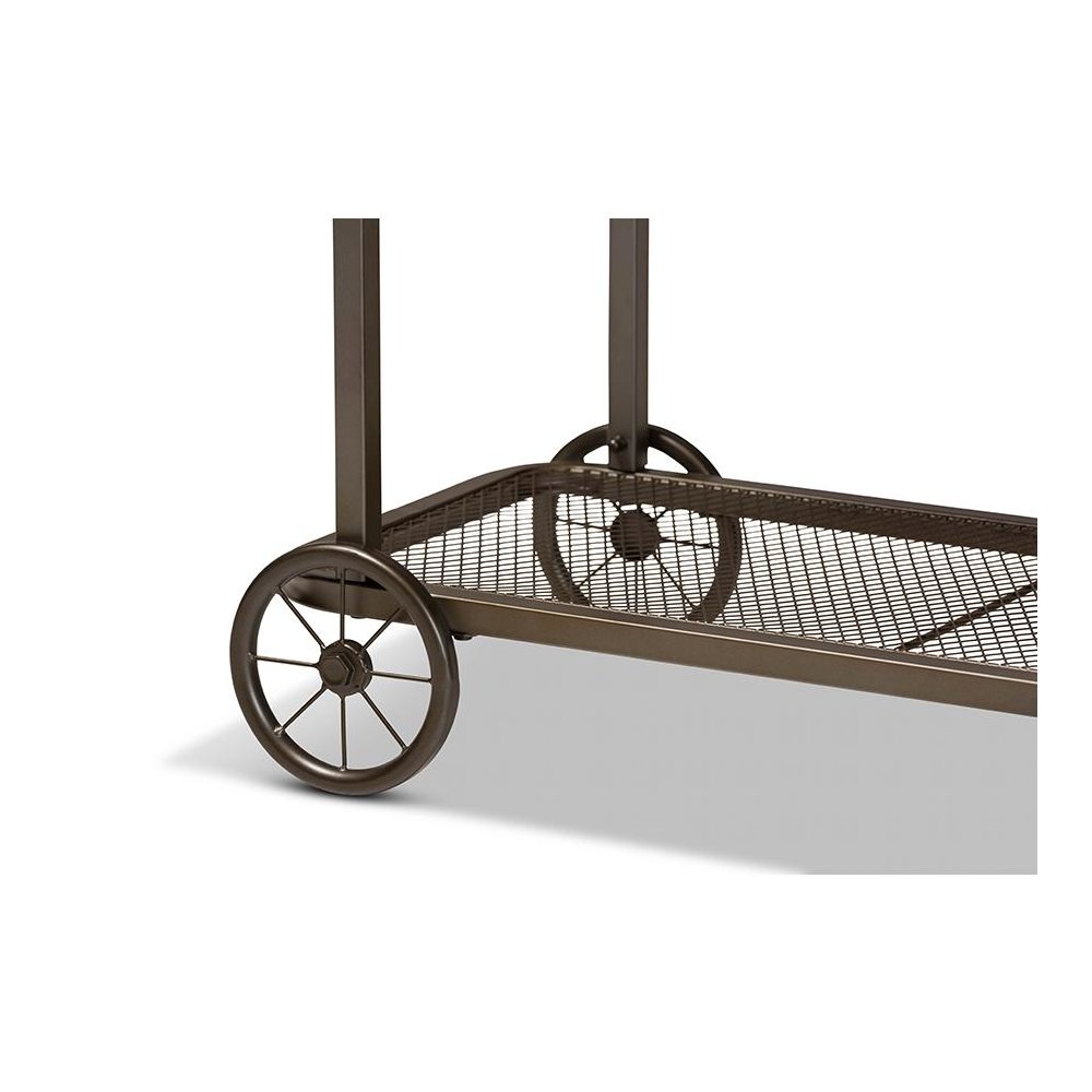 Black Finished Metal Wheeled Console Table. Picture 4