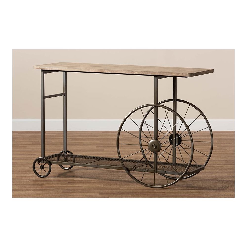 Black Finished Metal Wheeled Console Table. Picture 7