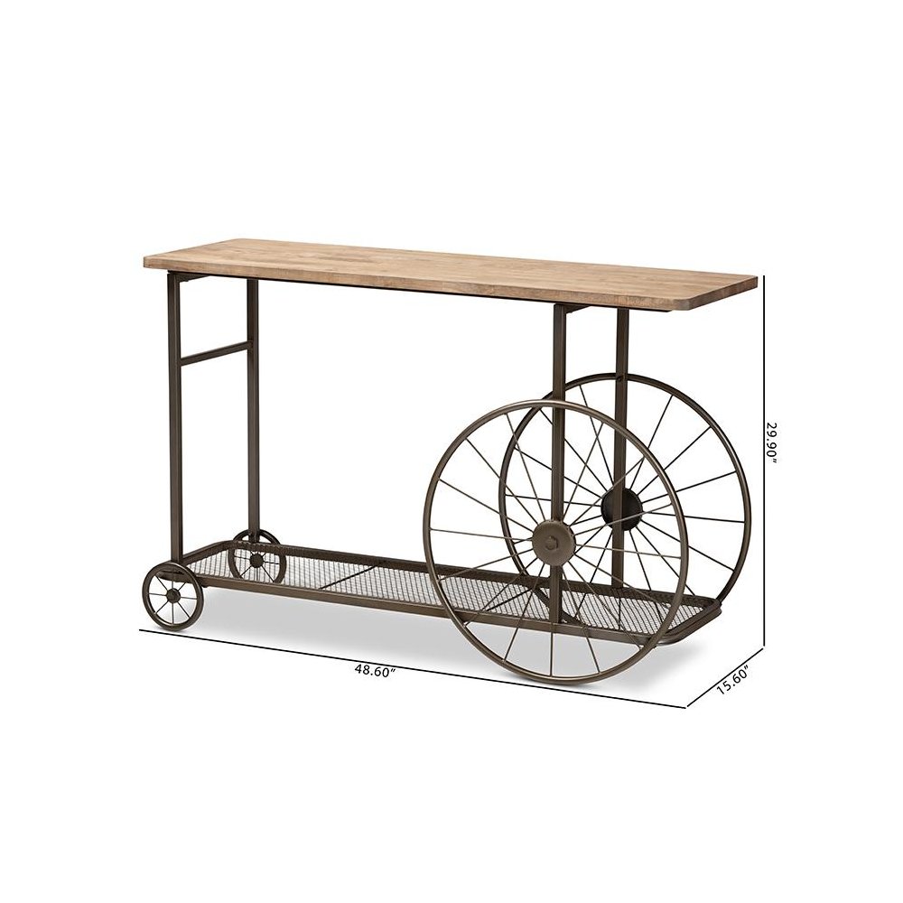 Black Finished Metal Wheeled Console Table. Picture 8