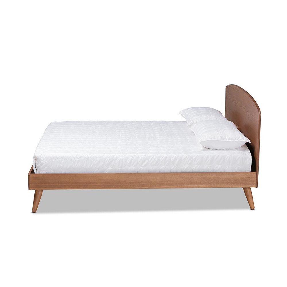 Transitional Walnut Brown Finished Wood Full Size Platform Bed. Picture 2