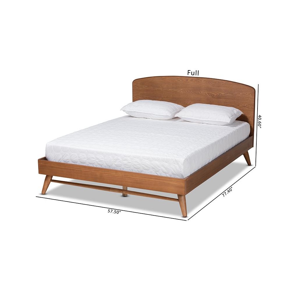 Transitional Walnut Brown Finished Wood Full Size Platform Bed. Picture 8