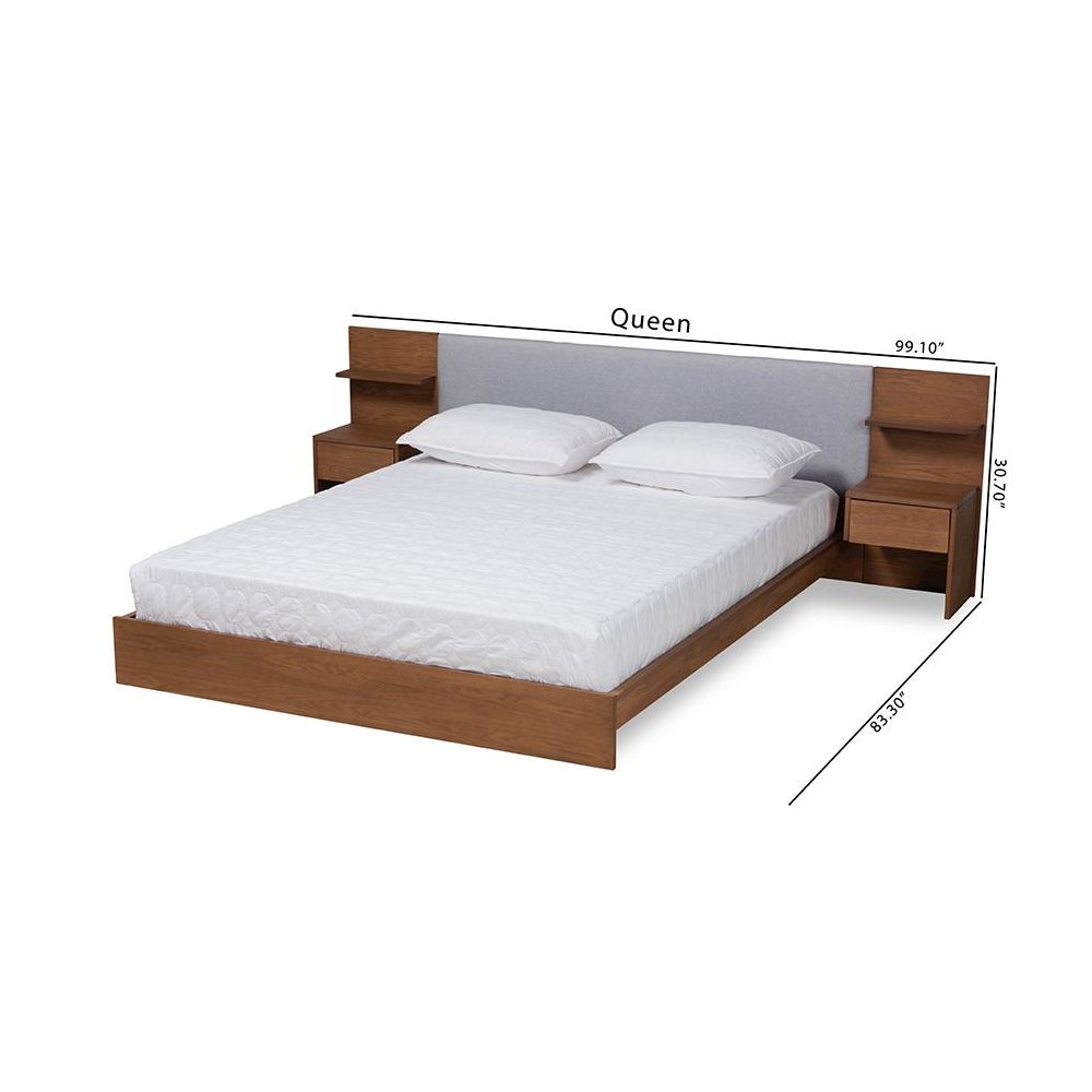 Finished Wood Queen Size Platform Storage Bed with Built-In Nightstands. Picture 10