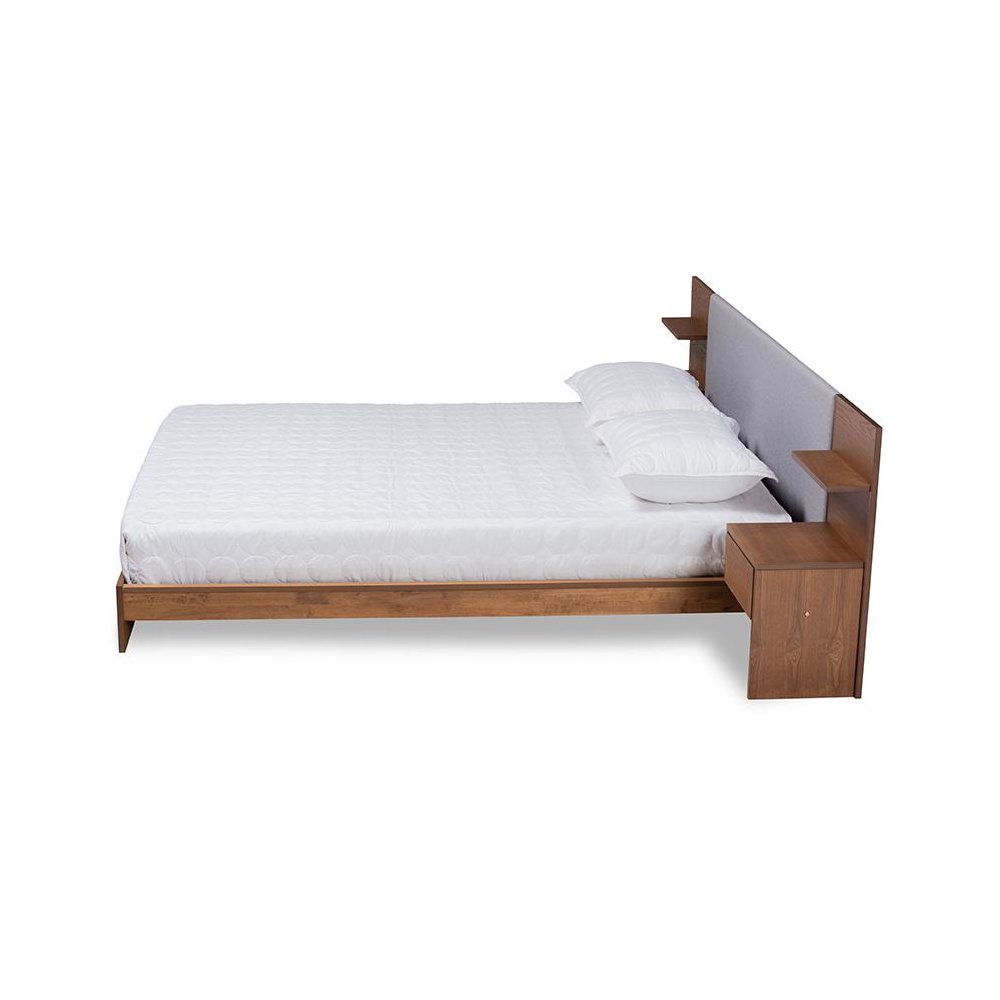 Finished Wood Queen Size Platform Storage Bed with Built-In Nightstands. Picture 3