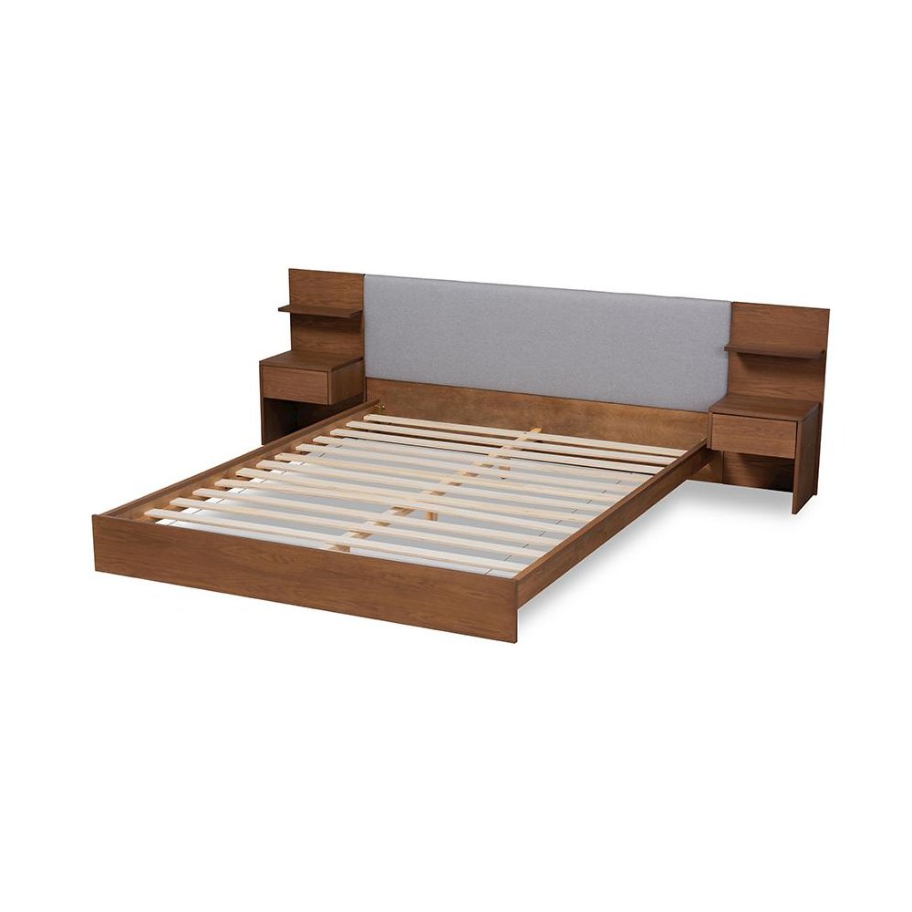 Finished Wood Queen Size Platform Storage Bed with Built-In Nightstands. Picture 4