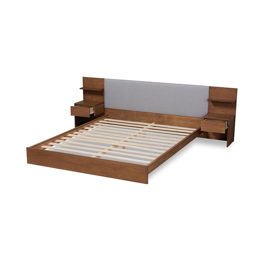 Finished Wood Queen Size Platform Storage Bed with Built-In Nightstands. Picture 5