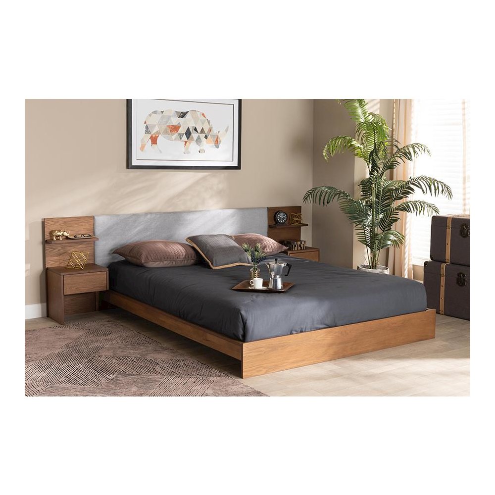 Finished Wood Queen Size Platform Storage Bed with Built-In Nightstands. Picture 8