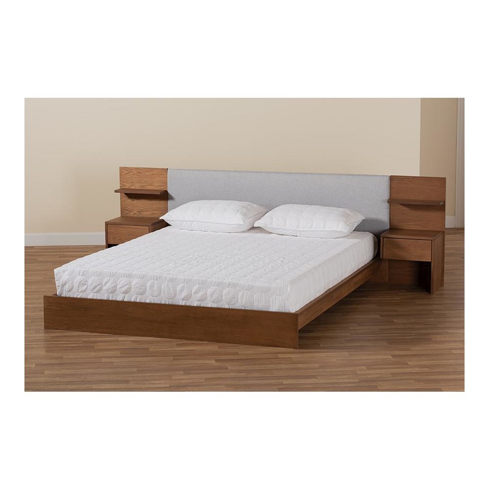 Finished Wood Queen Size Platform Storage Bed with Built-In Nightstands. Picture 9