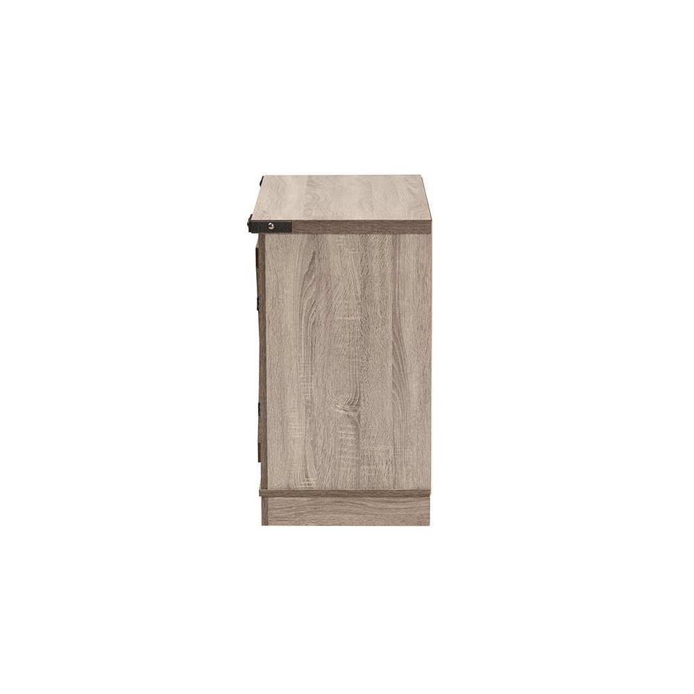 Farmhouse Oak Brown Finished Wood 2-Door Shoe Storage Cabinet. Picture 4