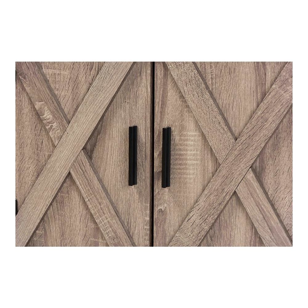 Farmhouse Oak Brown Finished Wood 2-Door Shoe Storage Cabinet. Picture 6