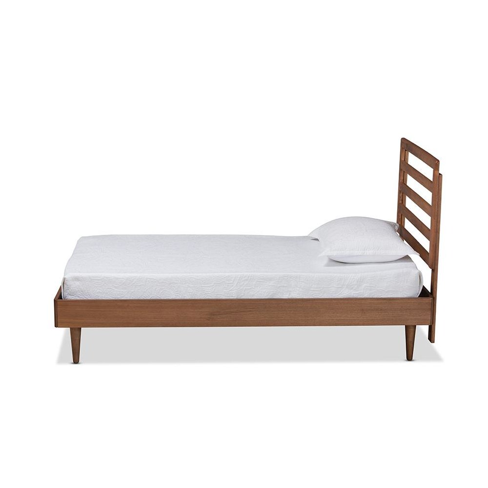 Transitional Walnut Brown Finished Wood Twin Size Platform Bed. Picture 2