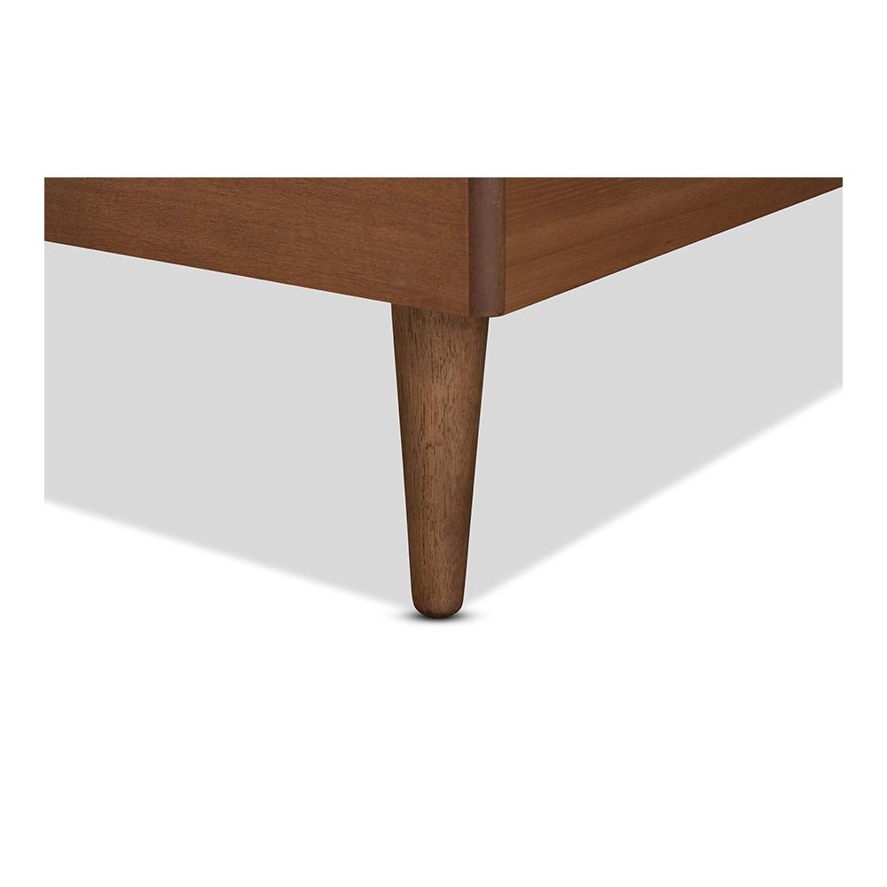 Transitional Walnut Brown Finished Wood Twin Size Platform Bed. Picture 5