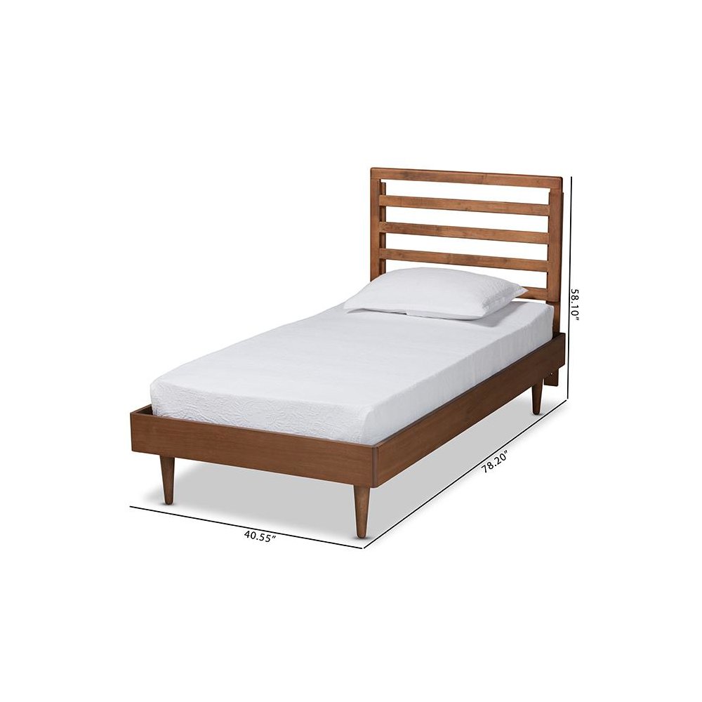 Transitional Walnut Brown Finished Wood Twin Size Platform Bed. Picture 8