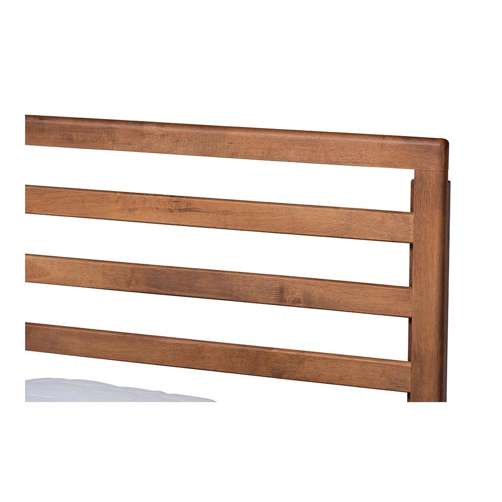 Shiro Mid-Century Modern Ash Walnut Finished Wood Twin Size Platform Bed. Picture 4