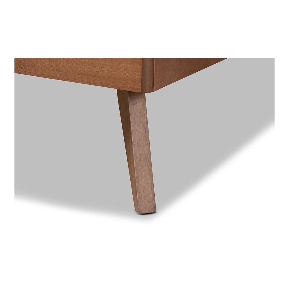 Shiro Mid-Century Modern Ash Walnut Finished Wood Twin Size Platform Bed. Picture 5