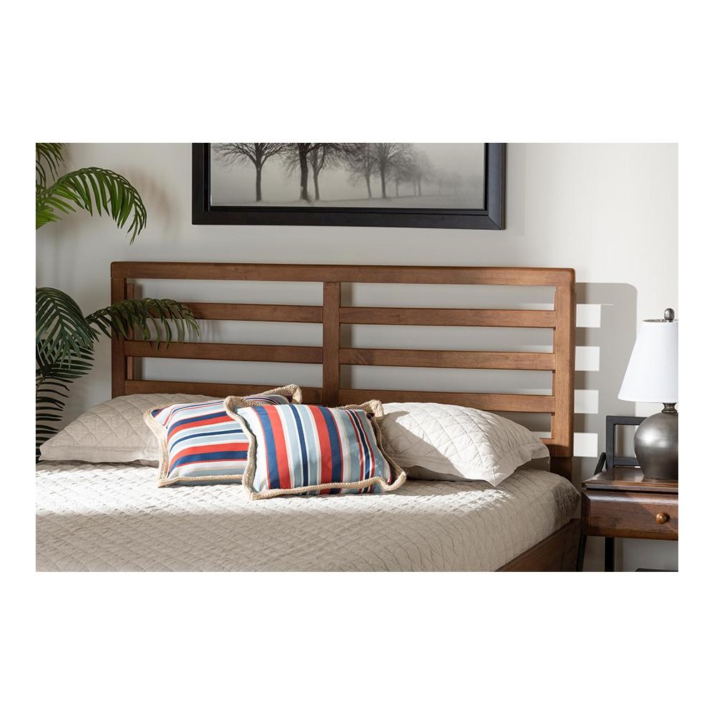Akemi Modern and Contemporary Ash Walnut Finished Wood Full Size Headboard. Picture 3