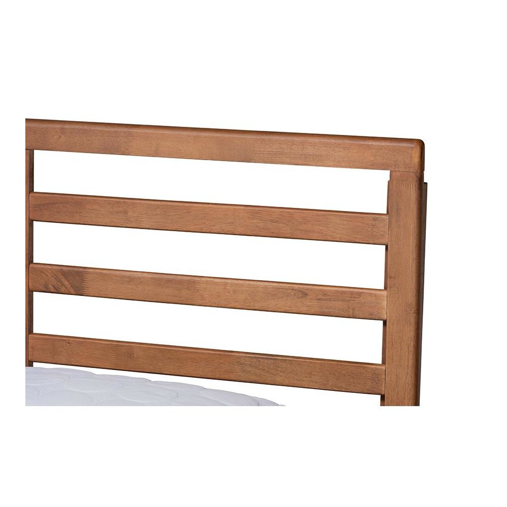 Shiro Mid-Century Modern Ash Walnut Finished Wood Full Size Platform Bed. Picture 4