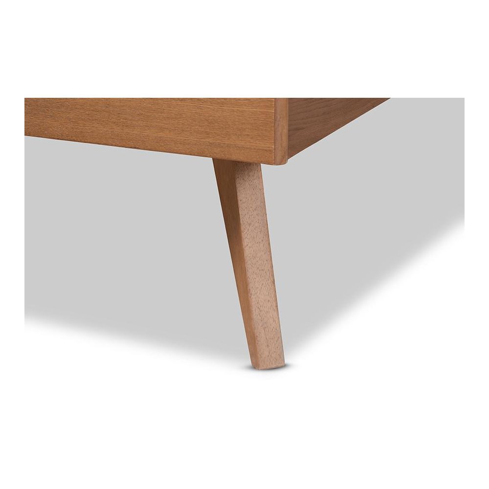 Shiro Mid-Century Modern Ash Walnut Finished Wood Full Size Platform Bed. Picture 5