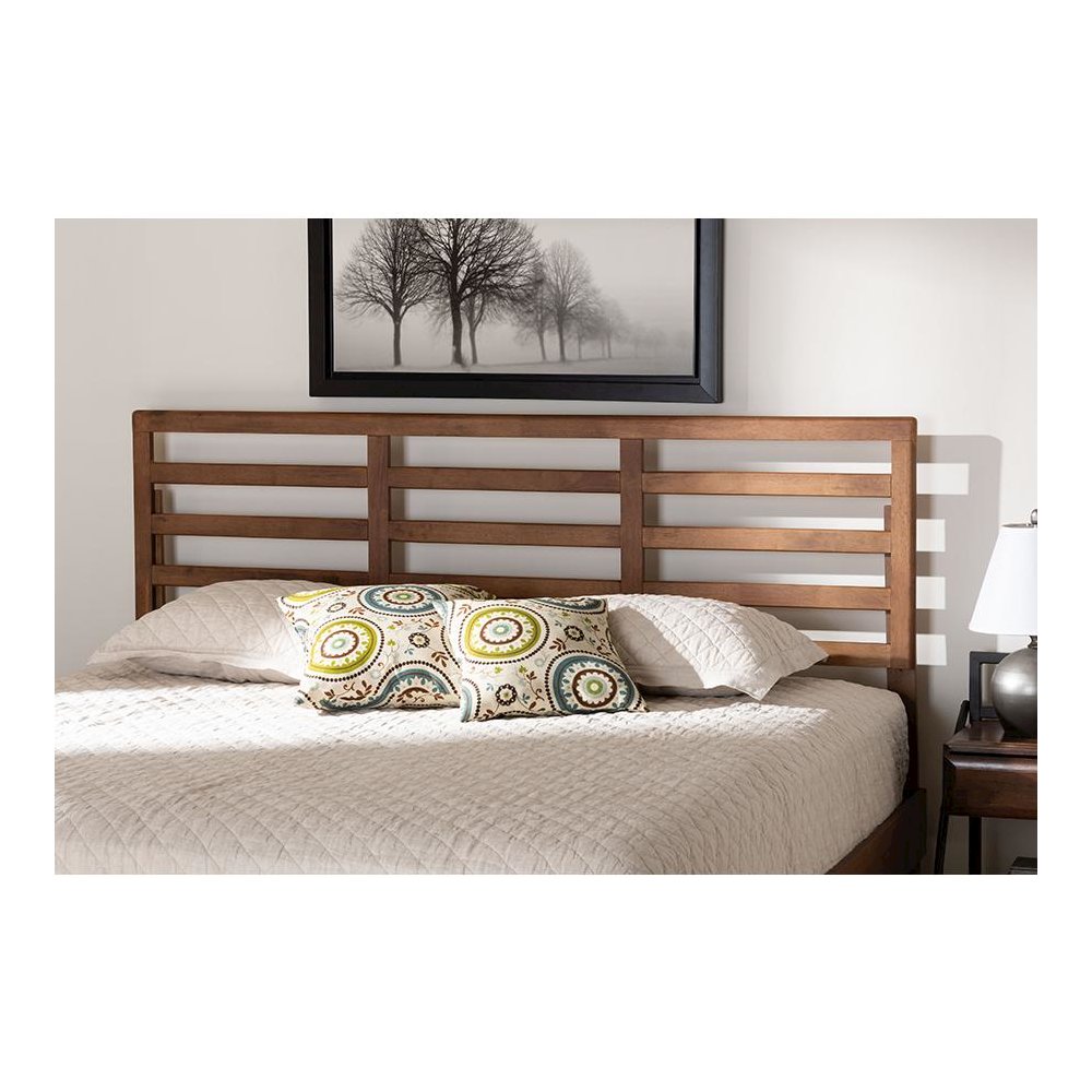 Akemi Modern and Contemporary Ash Walnut Finished Wood King Size Headboard. Picture 3
