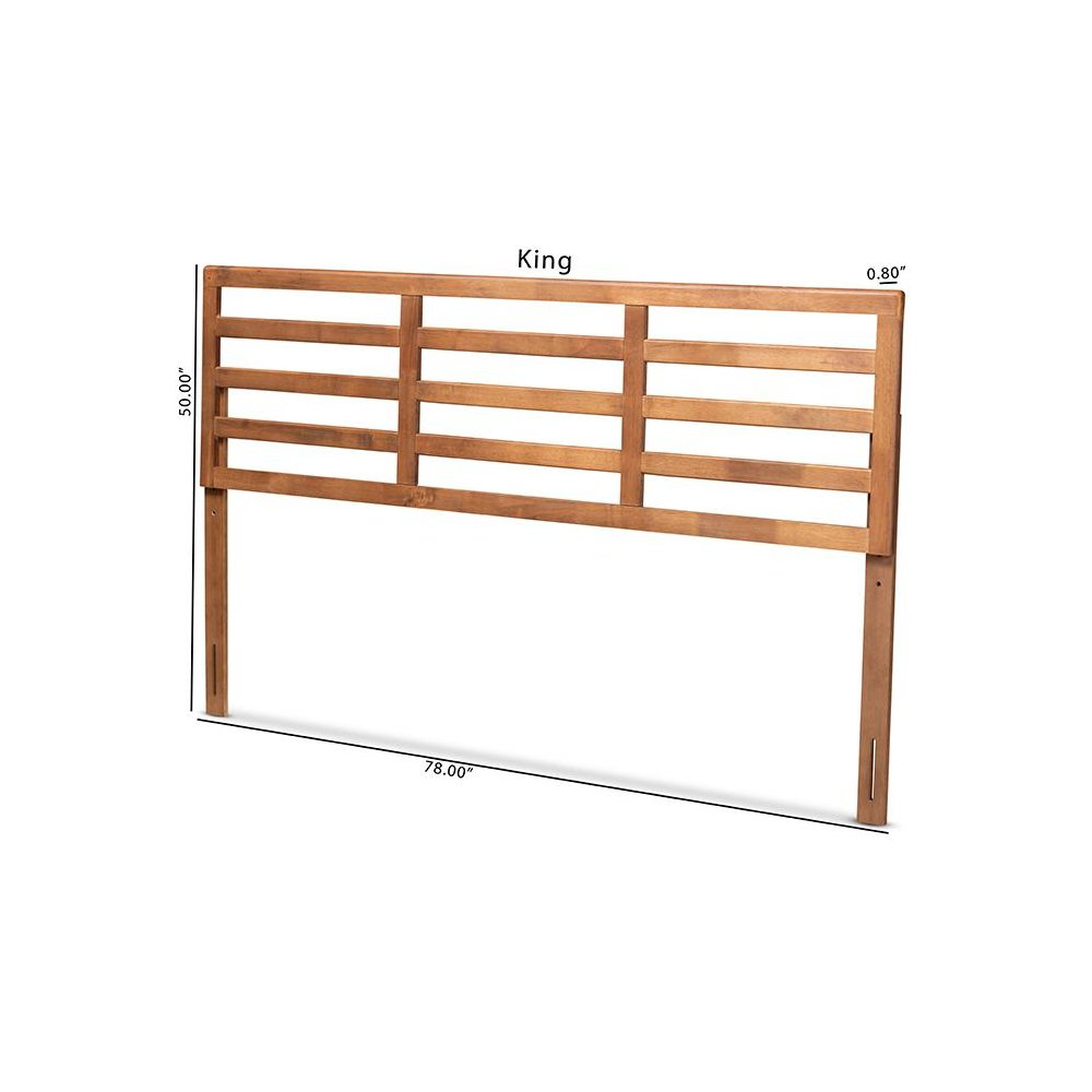 Akemi Modern and Contemporary Ash Walnut Finished Wood King Size Headboard. Picture 5