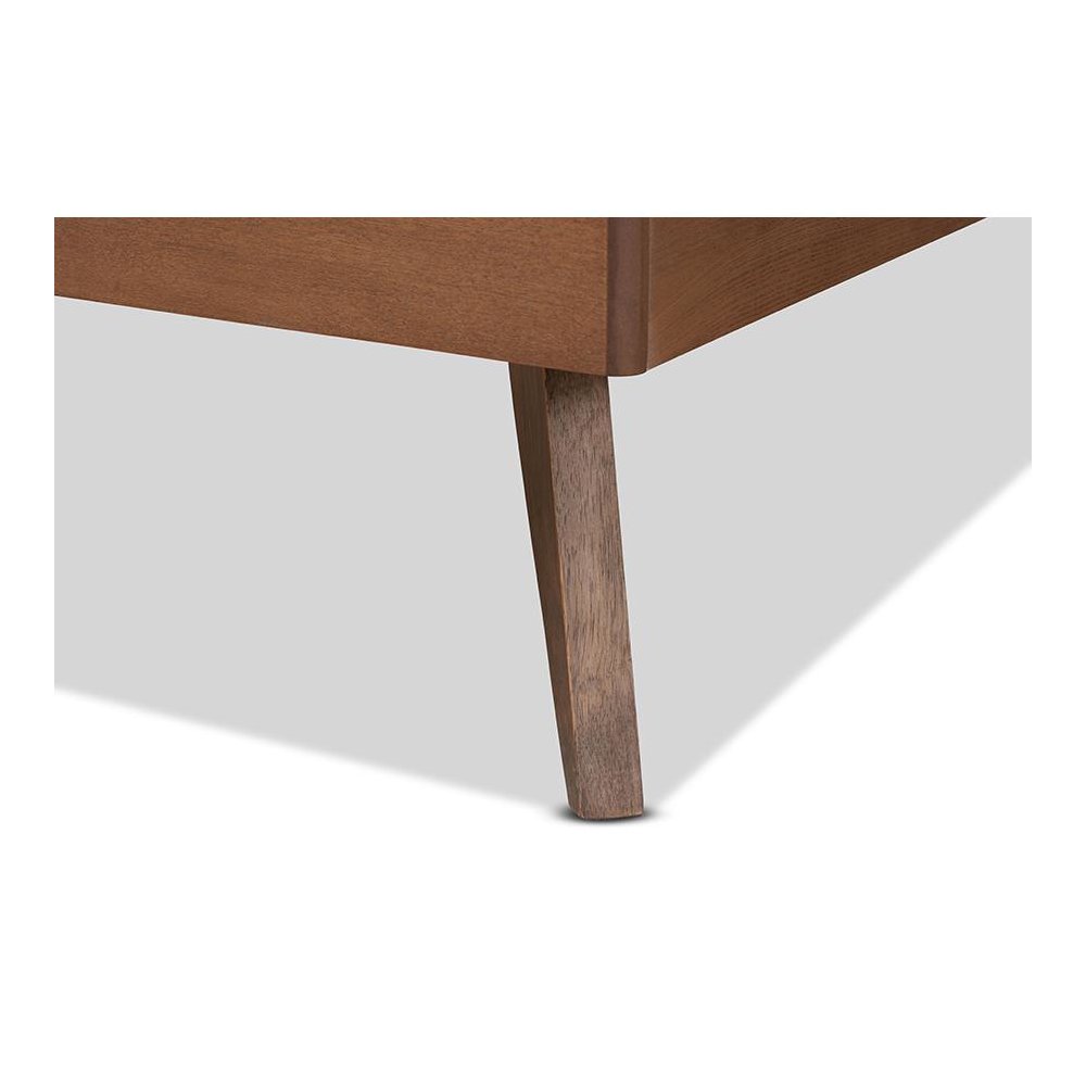 Toru Mid-Century Modern Ash Walnut Finished Wood Twin Size Platform Bed. Picture 5