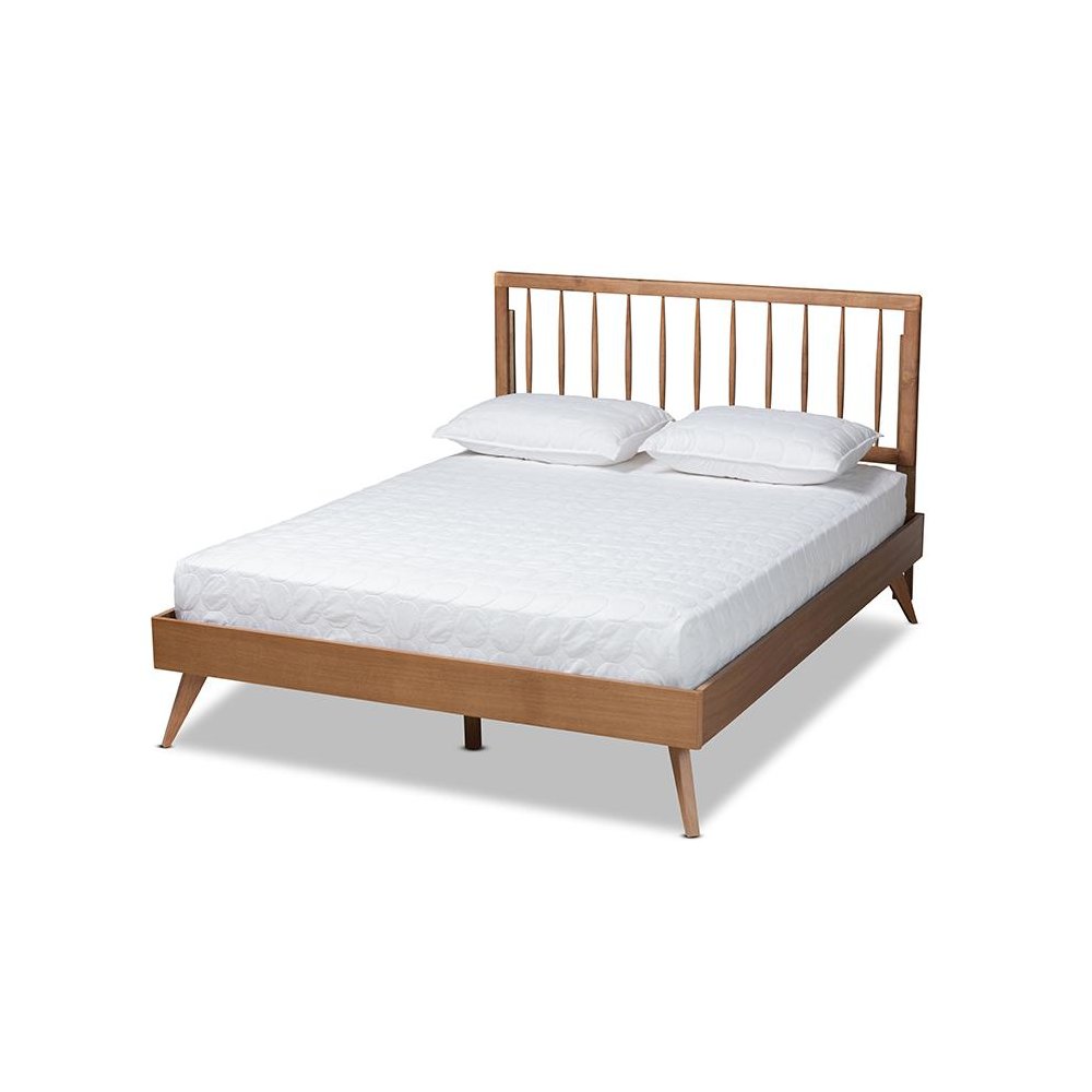 Toru Mid-Century Modern Ash Walnut Finished Wood Full Size Platform Bed. Picture 1