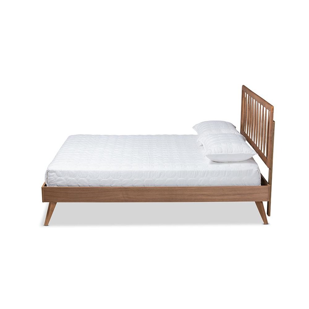 Toru Mid-Century Modern Ash Walnut Finished Wood Full Size Platform Bed. Picture 2