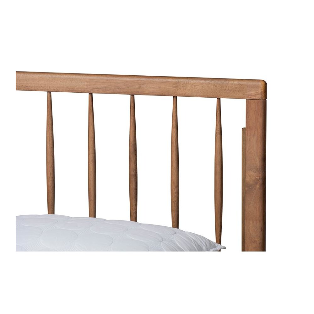 Toru Mid-Century Modern Ash Walnut Finished Wood Full Size Platform Bed. Picture 4