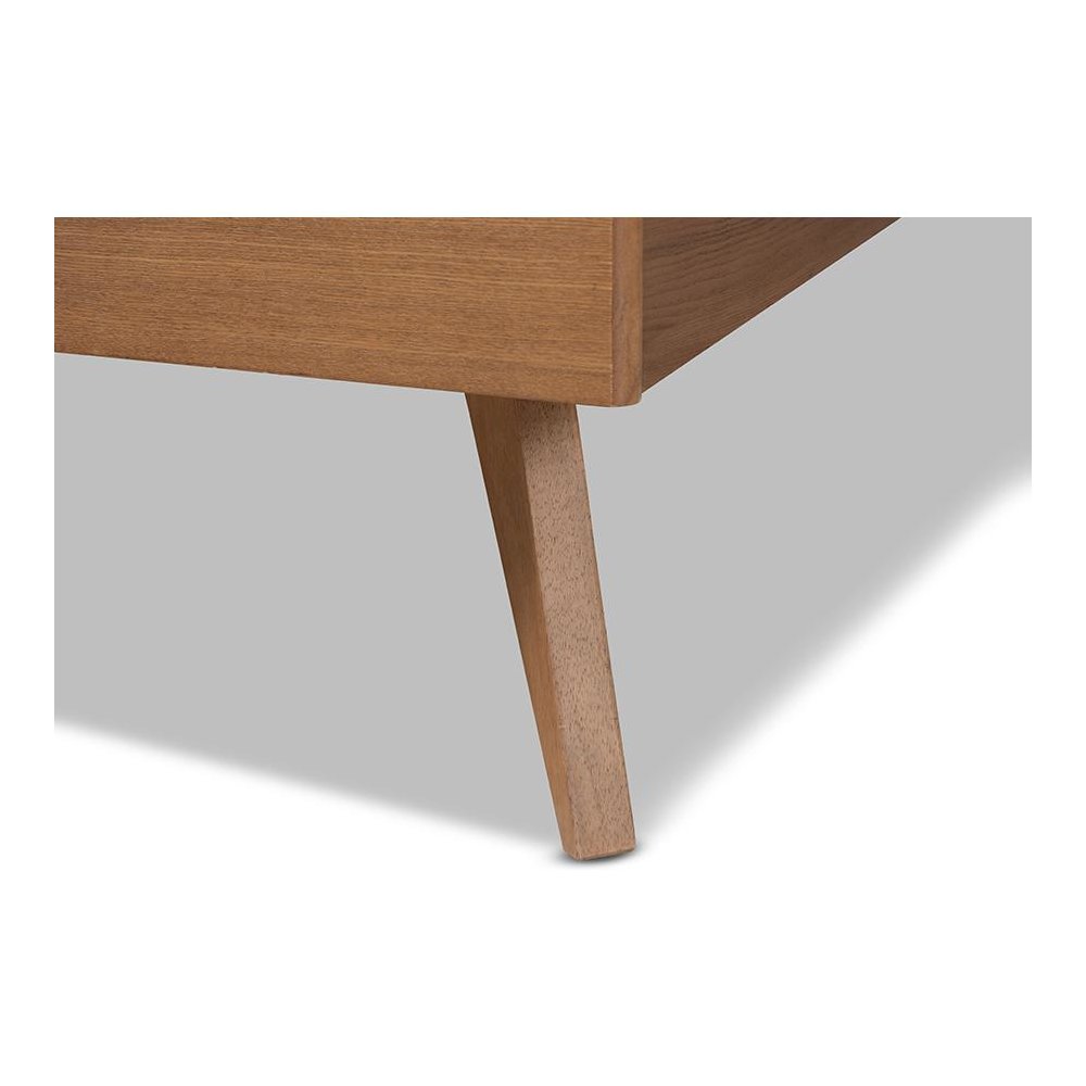 Toru Mid-Century Modern Ash Walnut Finished Wood Full Size Platform Bed. Picture 5