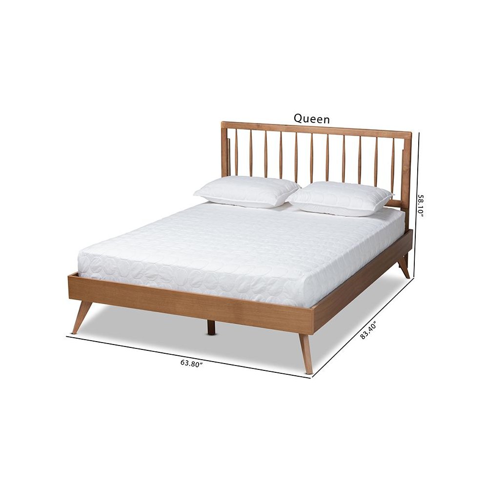 Toru Mid-Century Modern Ash Walnut Finished Wood Full Size Platform Bed. Picture 9