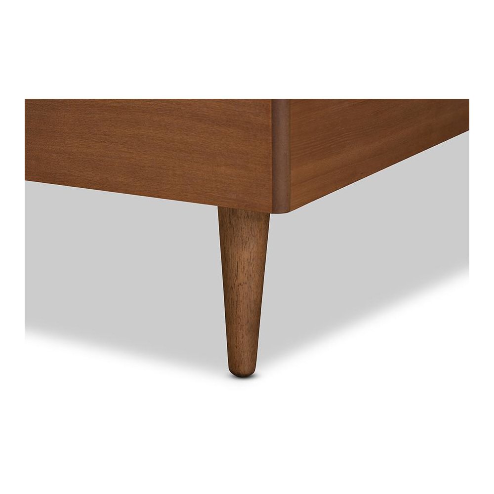 Yori Mid-Century Modern Walnut Brown Finished Wood Twin Size Platform Bed. Picture 5