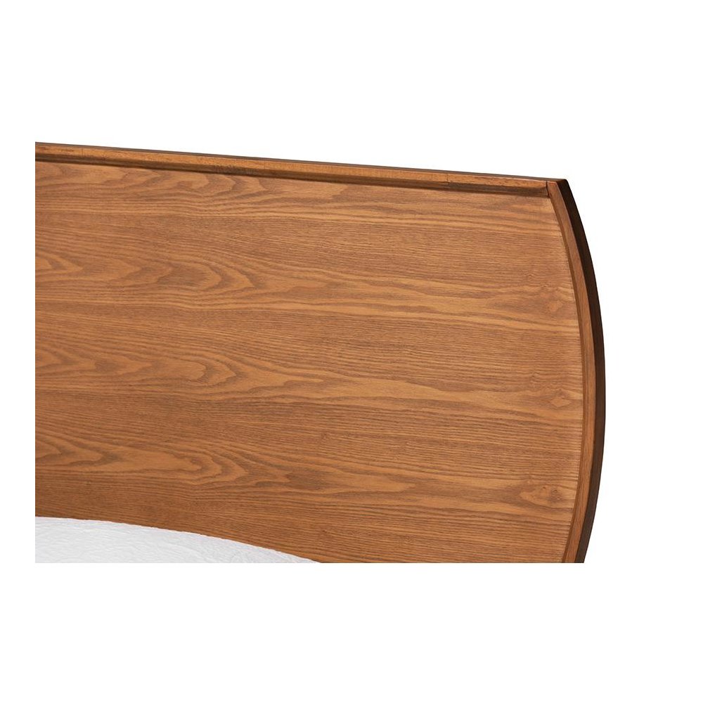 Aimi Mid-Century Modern Walnut Brown Finished Wood Twin Size Platform Bed. Picture 4