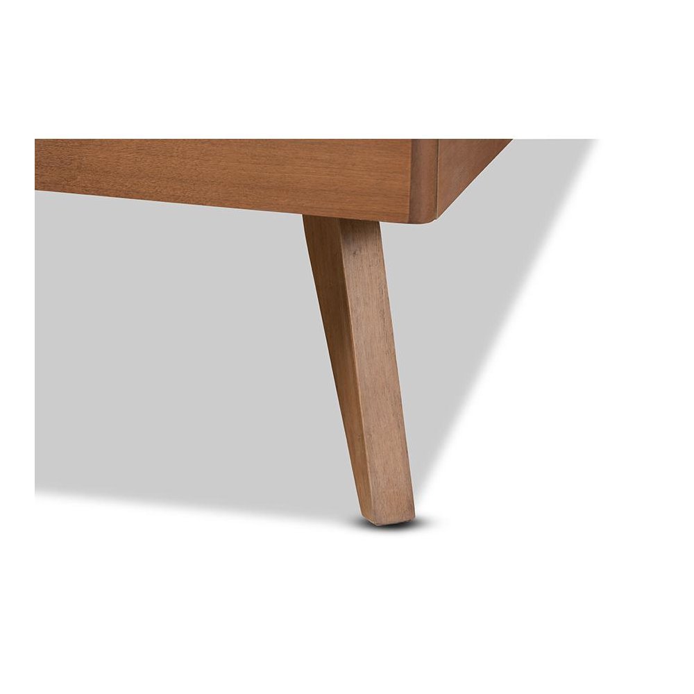 Aimi Mid-Century Modern Walnut Brown Finished Wood Twin Size Platform Bed. Picture 5