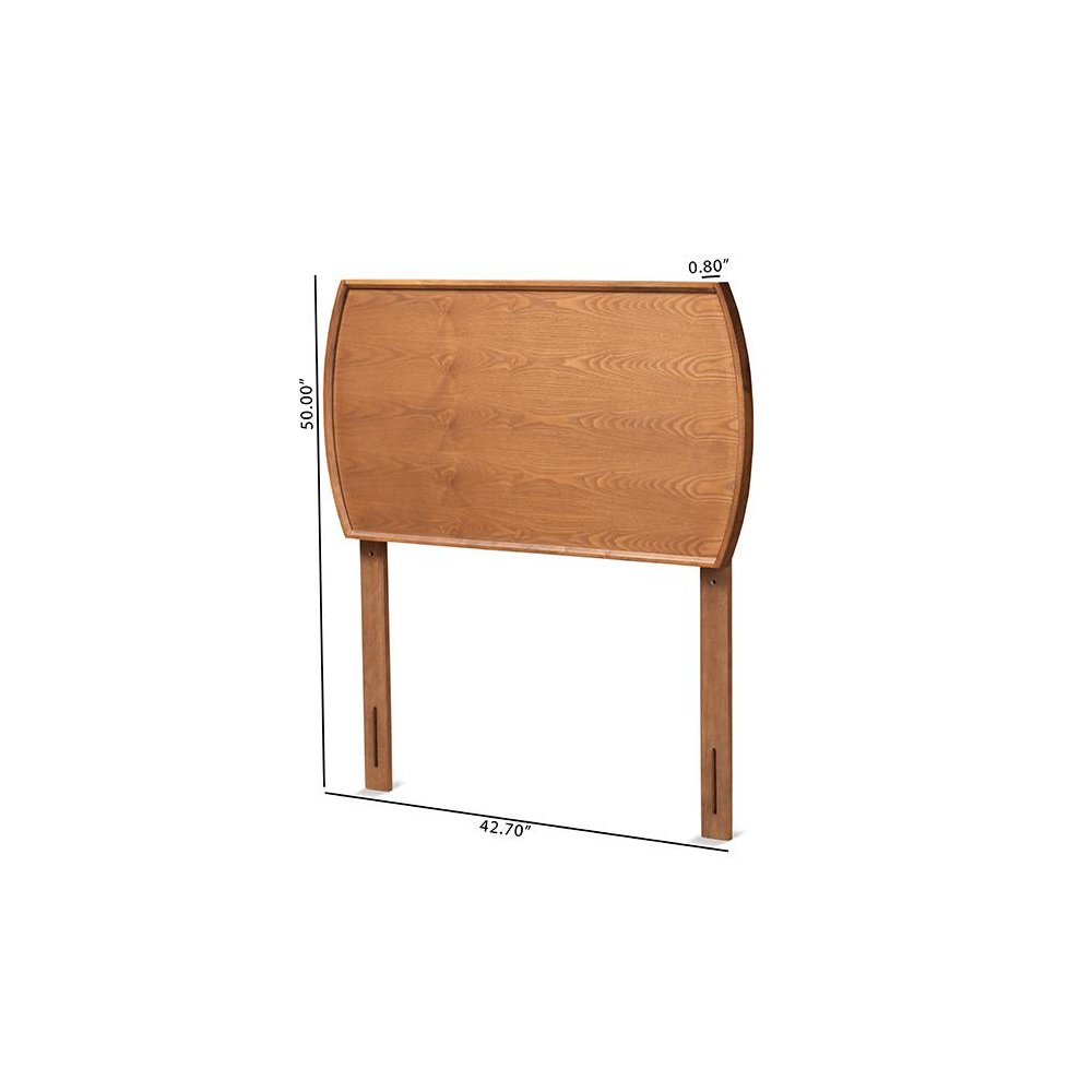 Laurien Mid-Century Modern Ash Walnut Finished Wood Twin Size Headboard. Picture 5