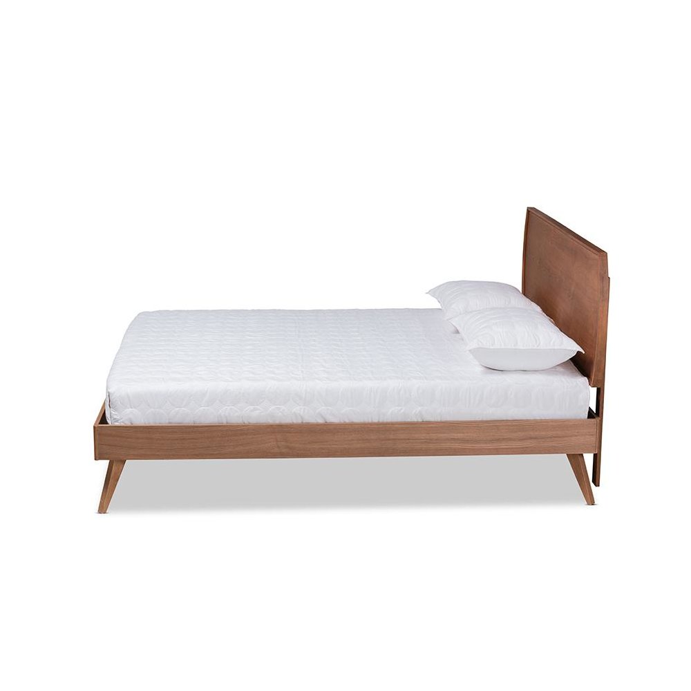 Aimi Mid-Century Modern Walnut Brown Finished Wood Full Size Platform Bed. Picture 2