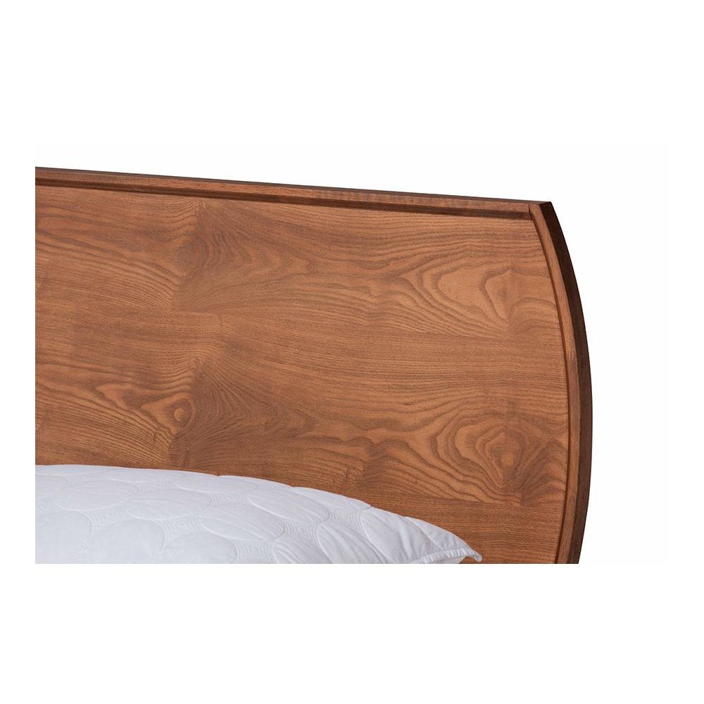 Aimi Mid-Century Modern Walnut Brown Finished Wood Full Size Platform Bed. Picture 4