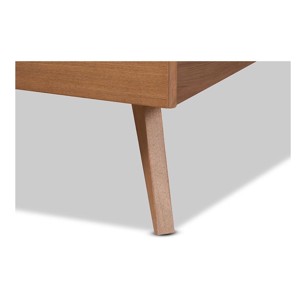 Aimi Mid-Century Modern Walnut Brown Finished Wood Full Size Platform Bed. Picture 5