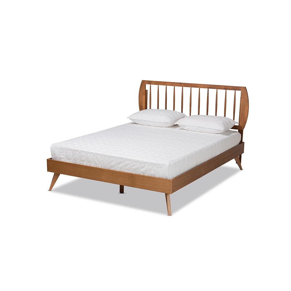 Emiko Modern and Contemporary Walnut Brown Finished Wood Full Size Platform Bed. Picture 1