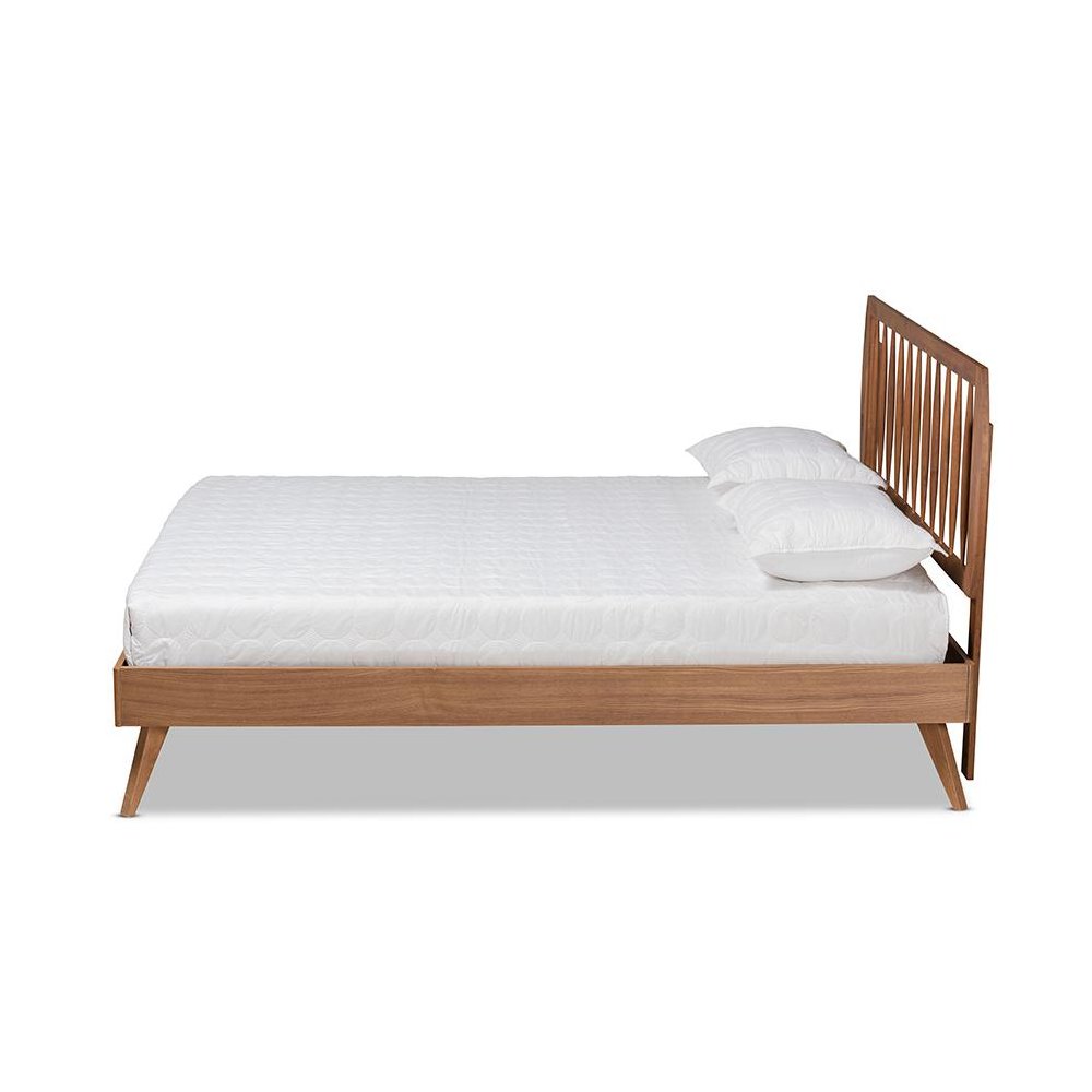 Emiko Modern and Contemporary Walnut Brown Finished Wood Full Size Platform Bed. Picture 2