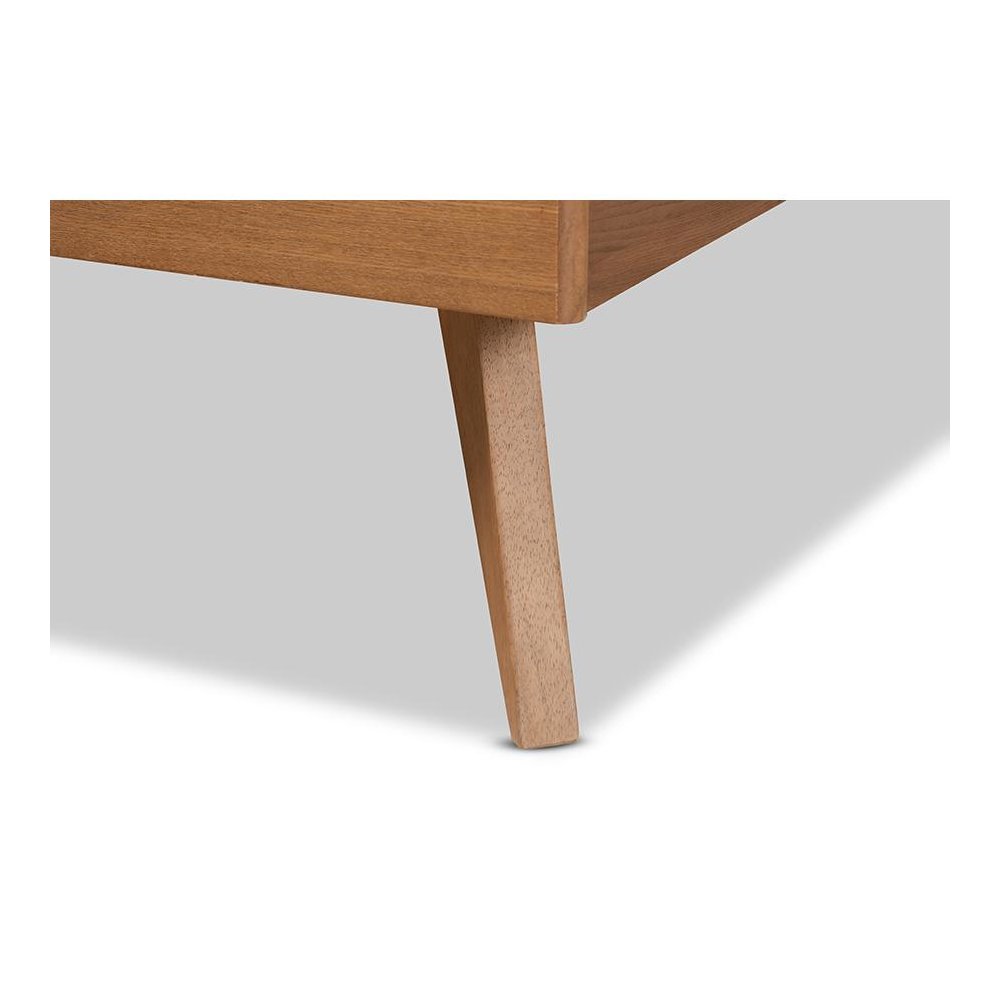 Emiko Modern and Contemporary Walnut Brown Finished Wood Full Size Platform Bed. Picture 5