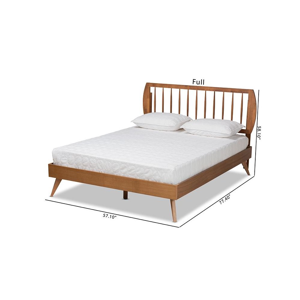 Emiko Modern and Contemporary Walnut Brown Finished Wood Full Size Platform Bed. Picture 8