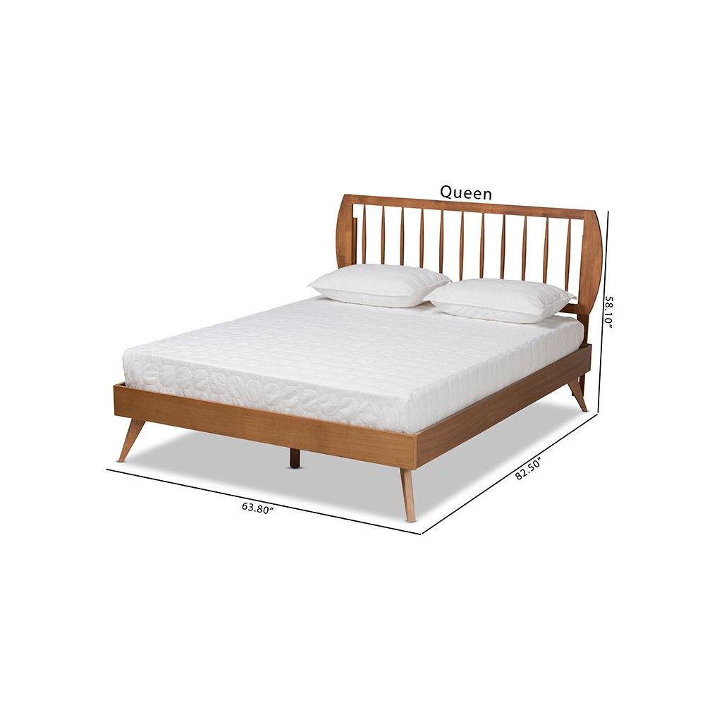 Emiko Modern and Contemporary Walnut Brown Finished Wood Full Size Platform Bed. Picture 9